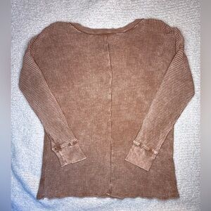 Zenana Outfitters Brown Waffle Knit Top